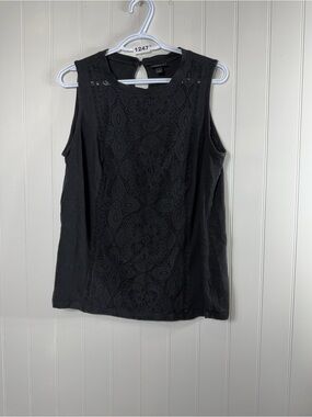Torrid Black Lace Front Sleeveless Tank Top Blouse Plus Size 1 (XL -1)Boho